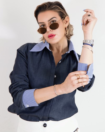 Chemise « dos nu » Bleu Jean