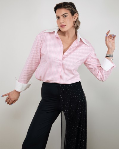 Chemise « dos nu » en Vichy Rose