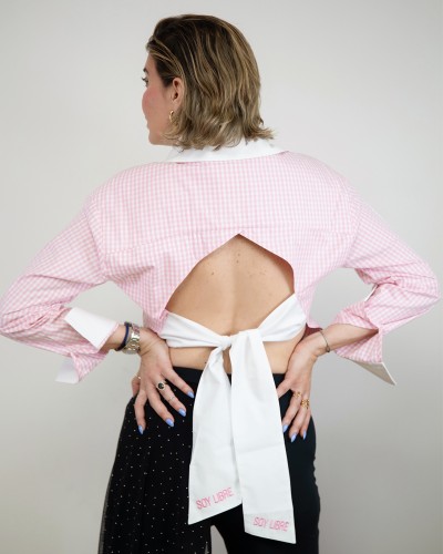Chemise « dos nu » en Vichy Rose