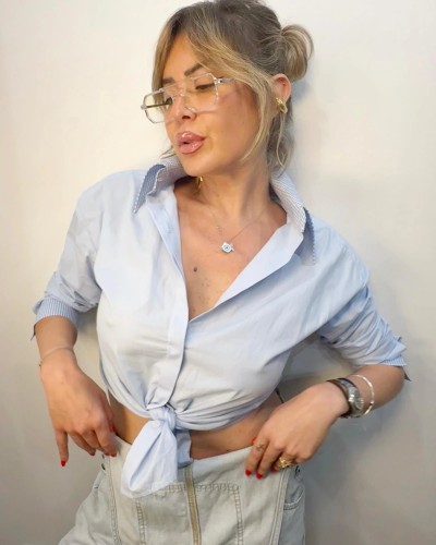 Chemise Bleu Ciel avec détail Vichy Bleu Ciel
