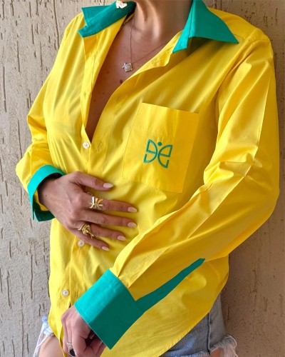 Chemise Jaune à détails Verts – Édition Salvador de bahia