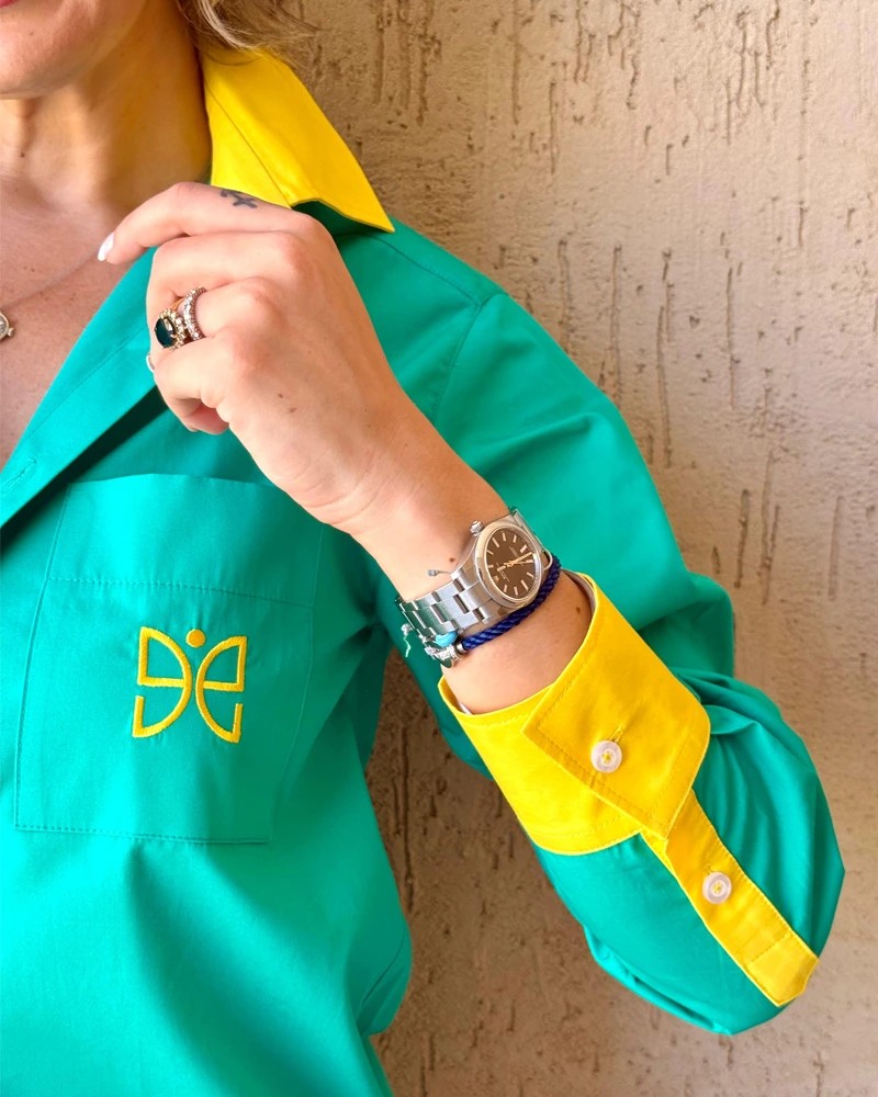 Chemise Verte à Détails Jaunes – Édition Salvador de bahia