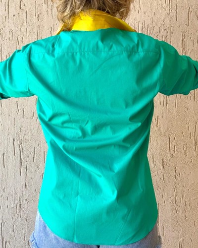 Chemise Verte à Détails Jaunes – Édition Salvador de bahia