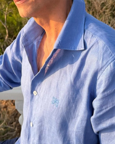 Chemise en lin Bleu – Élégance & Légèreté