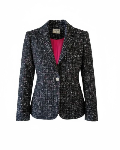 Veste tailleur en tweed – Noir chiné