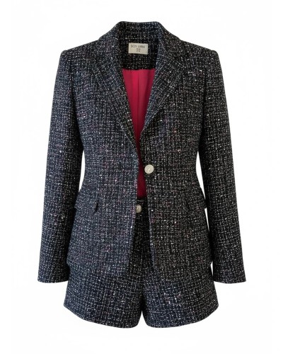 Veste tailleur en tweed – Noir chiné