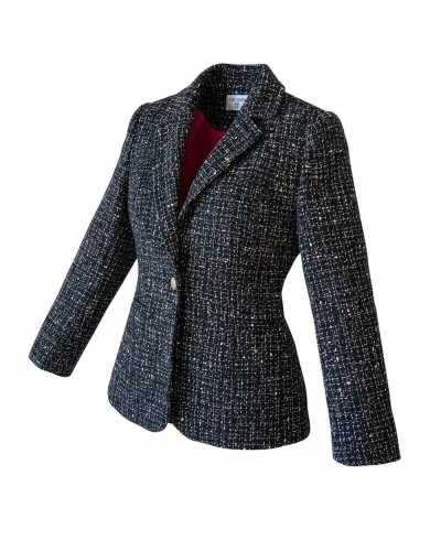 Veste tailleur en tweed – Noir chiné