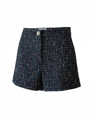 Short en tweed - Noir chiné