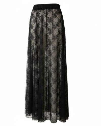 Jupe longue en dentelle noire