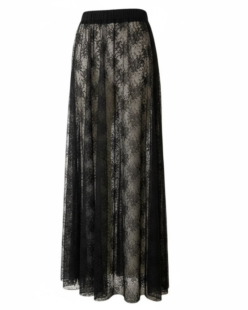 Jupe longue en dentelle noire