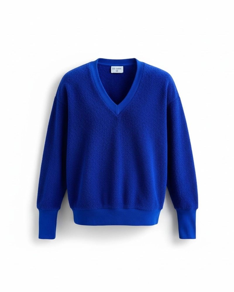 Pull col V en maille texturée